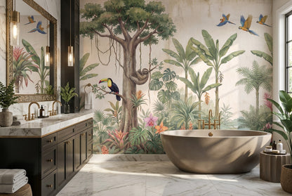 Teal Rainforest Wallpaper Mural - image 4