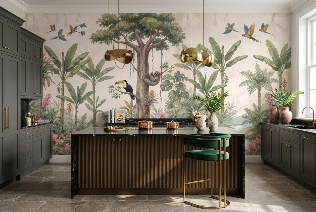 Teal Rainforest Wallpaper Mural - image 6