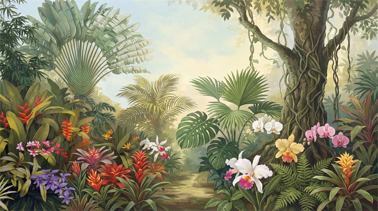 Natural Green Rainforest Wallpaper Mural - image 2