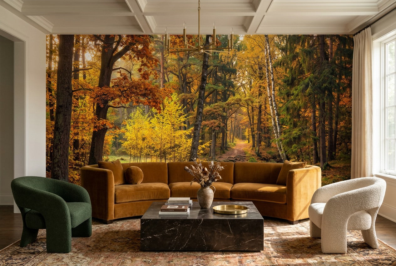 Red Autumn Forest Wallpaper Mural - image 1