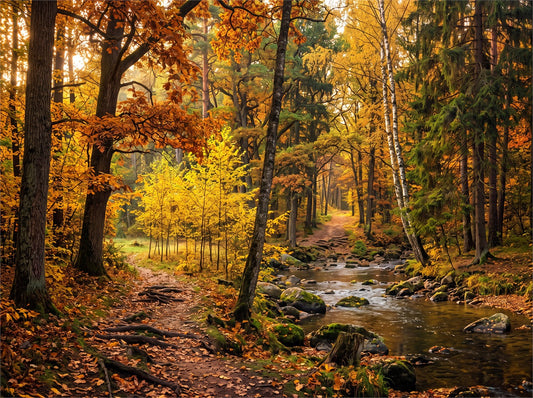 Red Autumn Forest Wallpaper Mural - image 2