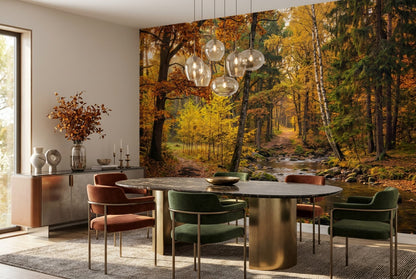 Red Autumn Forest Wallpaper Mural - image 3
