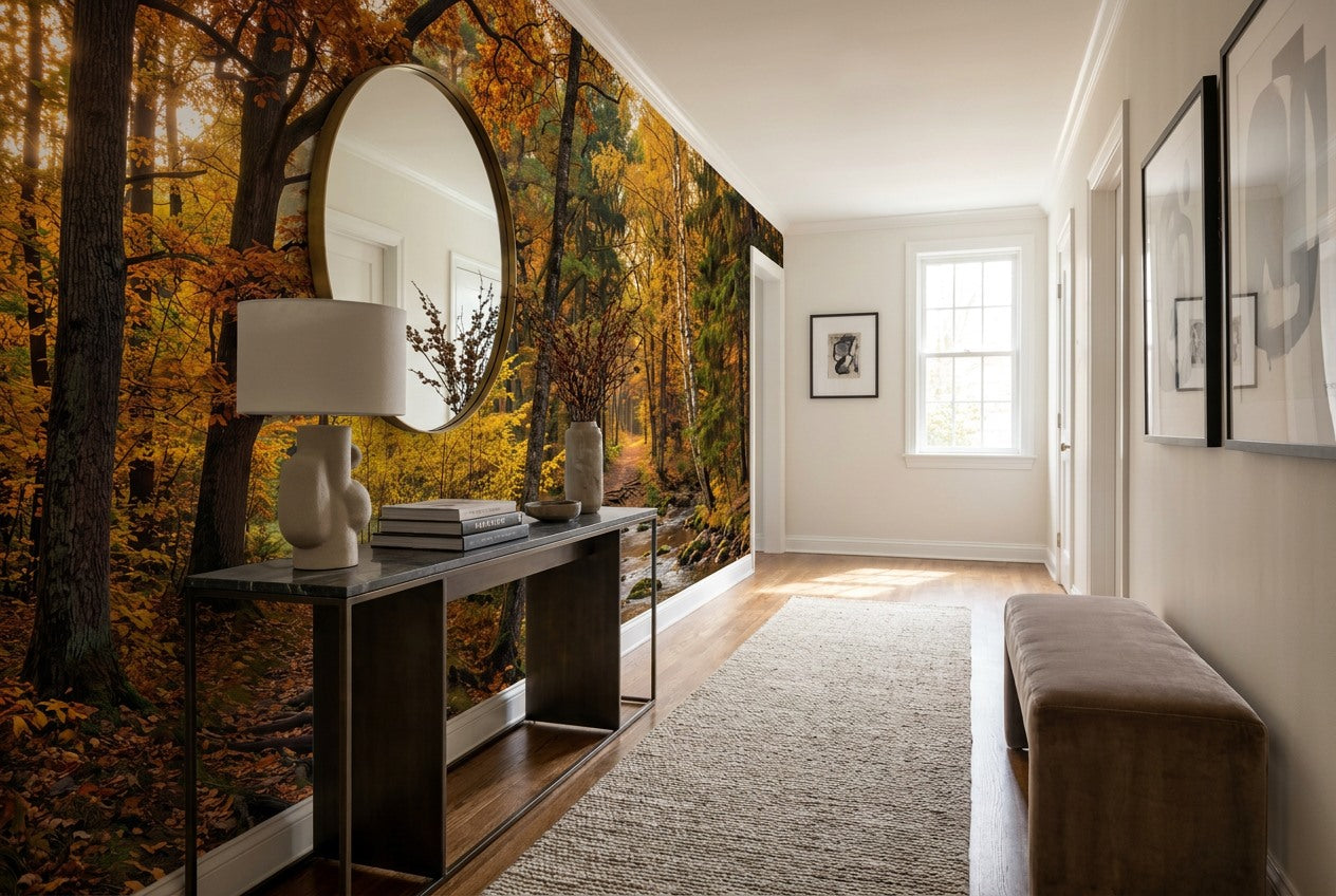 Red Autumn Forest Wallpaper Mural - image 5