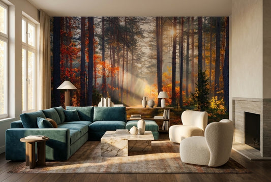 Misty Autumn Forest Wallpaper Mural - image 1