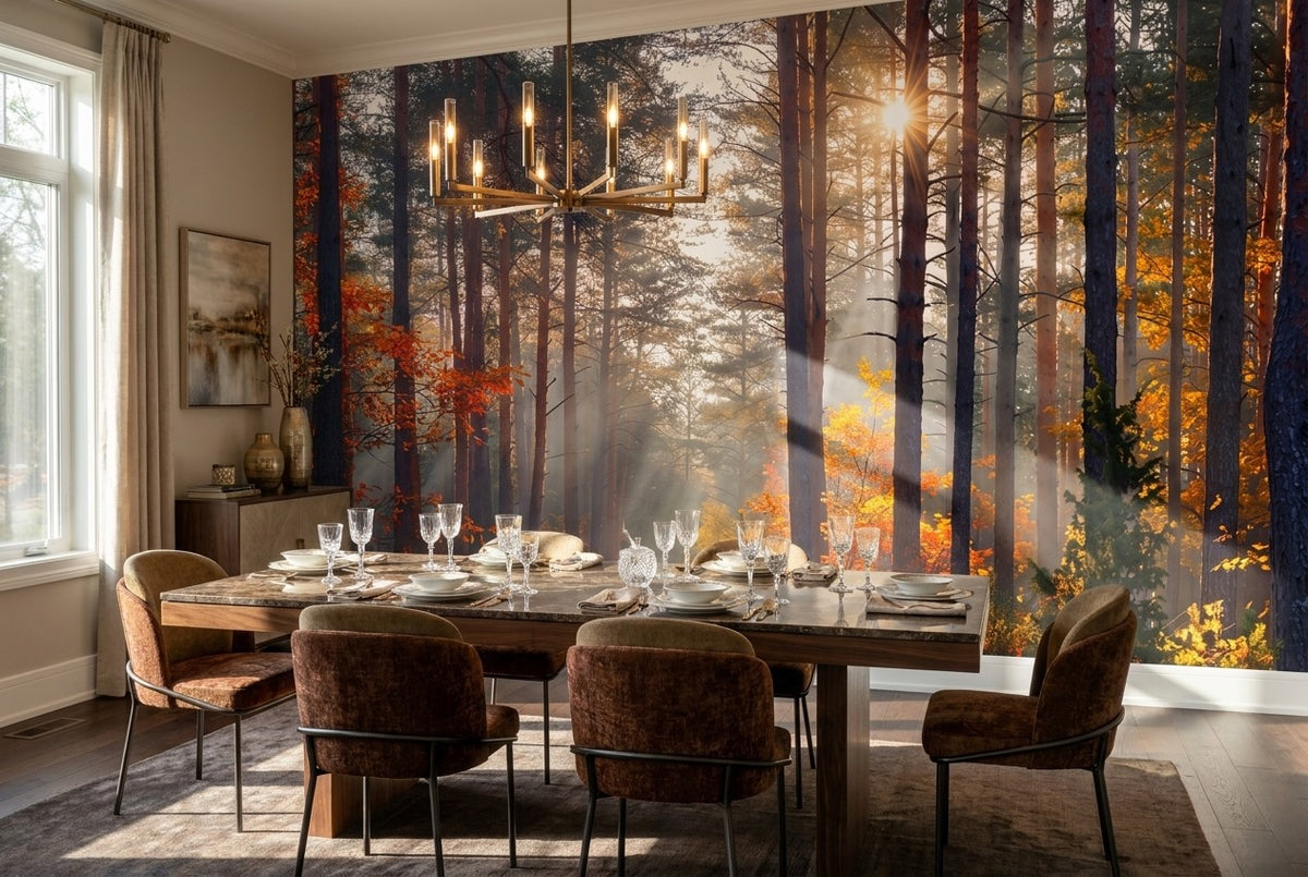 Misty Autumn Forest Wallpaper Mural - image 3