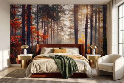 Misty Autumn Forest Wallpaper Mural - image 5