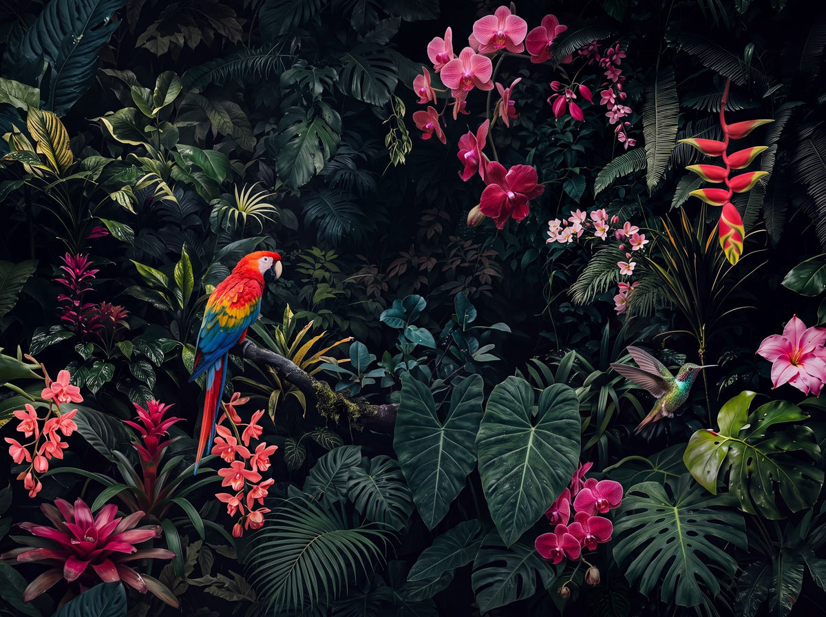 Gothic Plum Dark Jungle Wallpaper Mural pattern detail