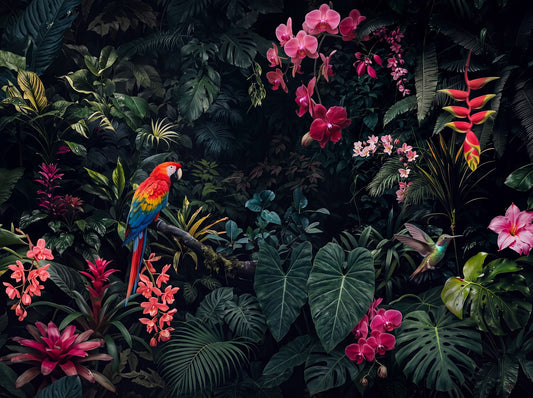 Gothic Plum Dark Jungle Wallpaper Mural pattern detail