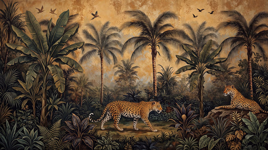 Lush Sepia Dark Jungle Wallpaper Mural pattern detail