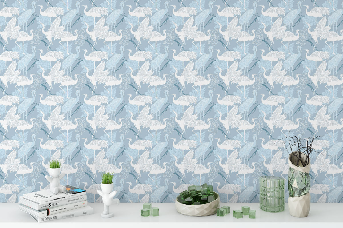 Icy Cranes Harmony Mural Wallpaper