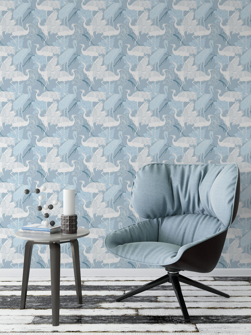 Icy Cranes Harmony Mural Wallpaper