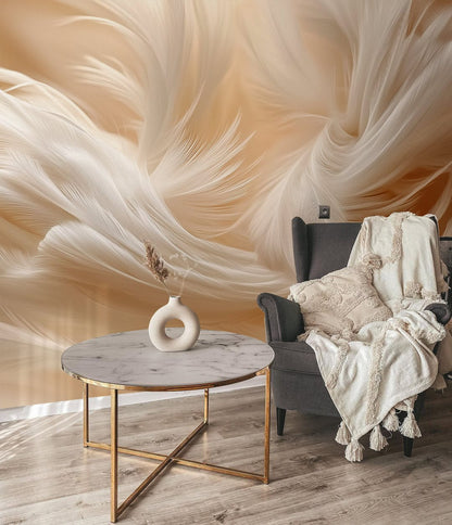 Whispering Ivory Feathers Mural Wallpaper
