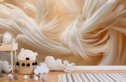Whispering Ivory Feathers Mural Wallpaper
