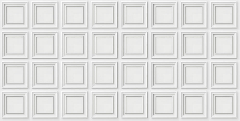 White Classic Panel Grid Wallpaper