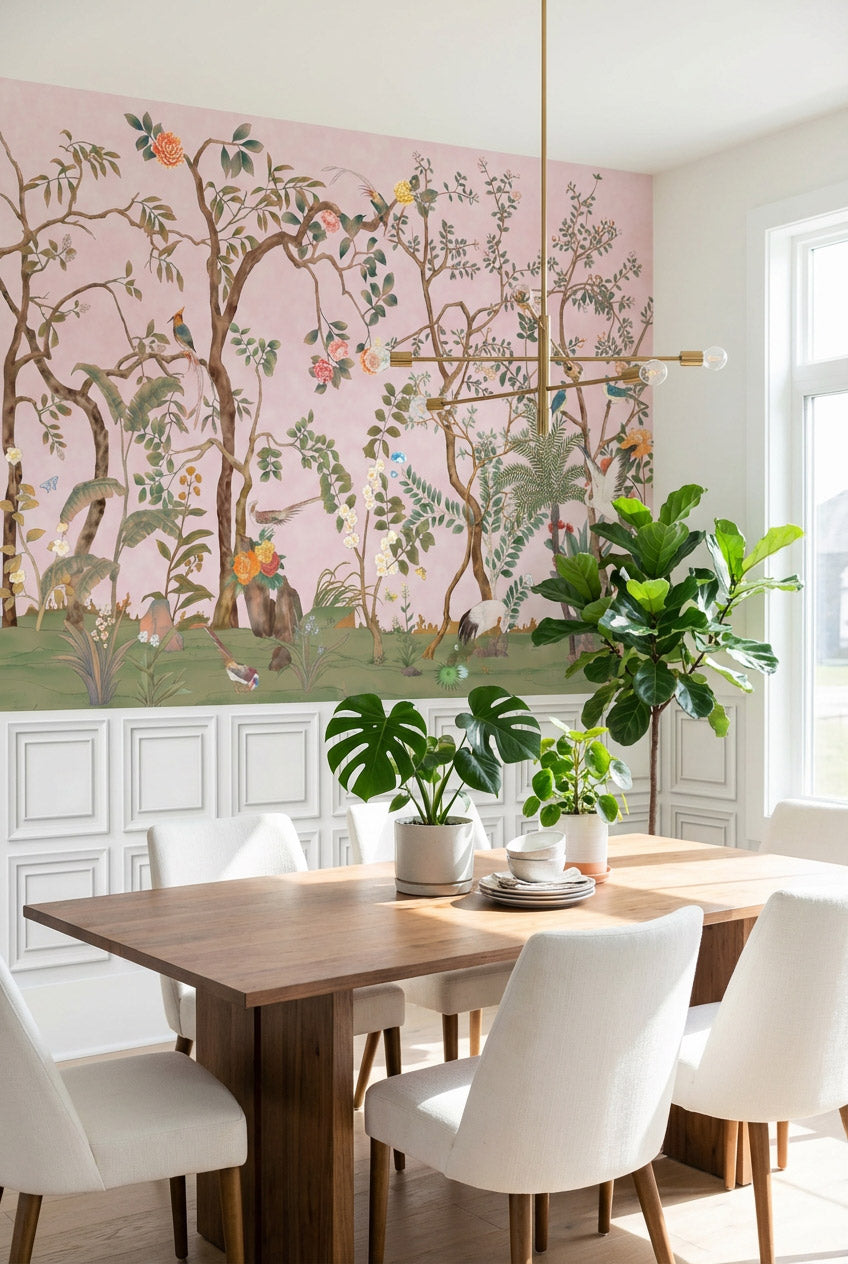 White Classic Panel Grid Wallpaper