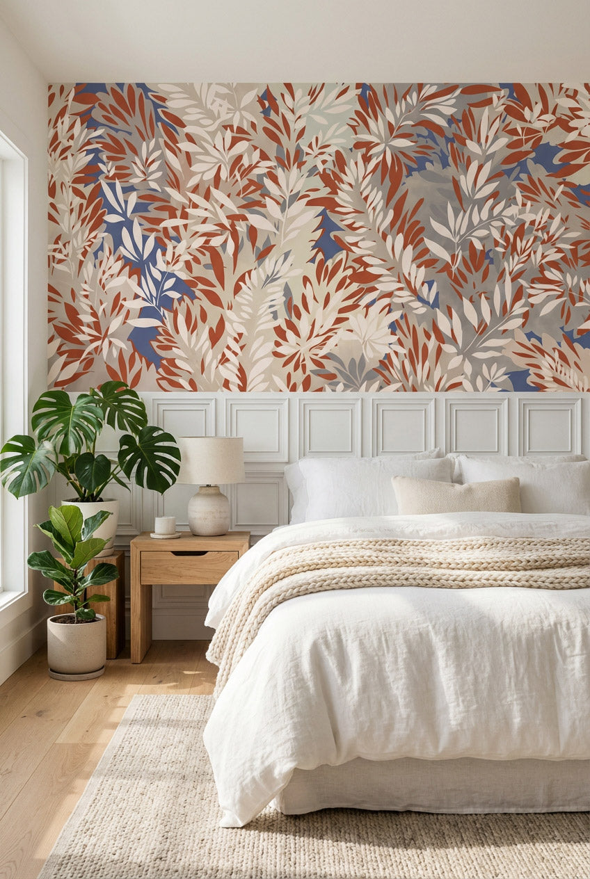 White Classic Panel Grid Wallpaper