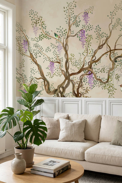 White Classic Panel Grid Wallpaper