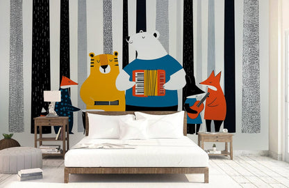 Woodland Animal Orchestra Mural Wallpaper