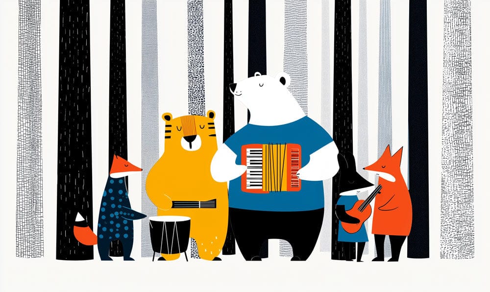 Woodland Animal Orchestra Mural Wallpaper