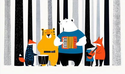 Woodland Animal Orchestra Mural Wallpaper