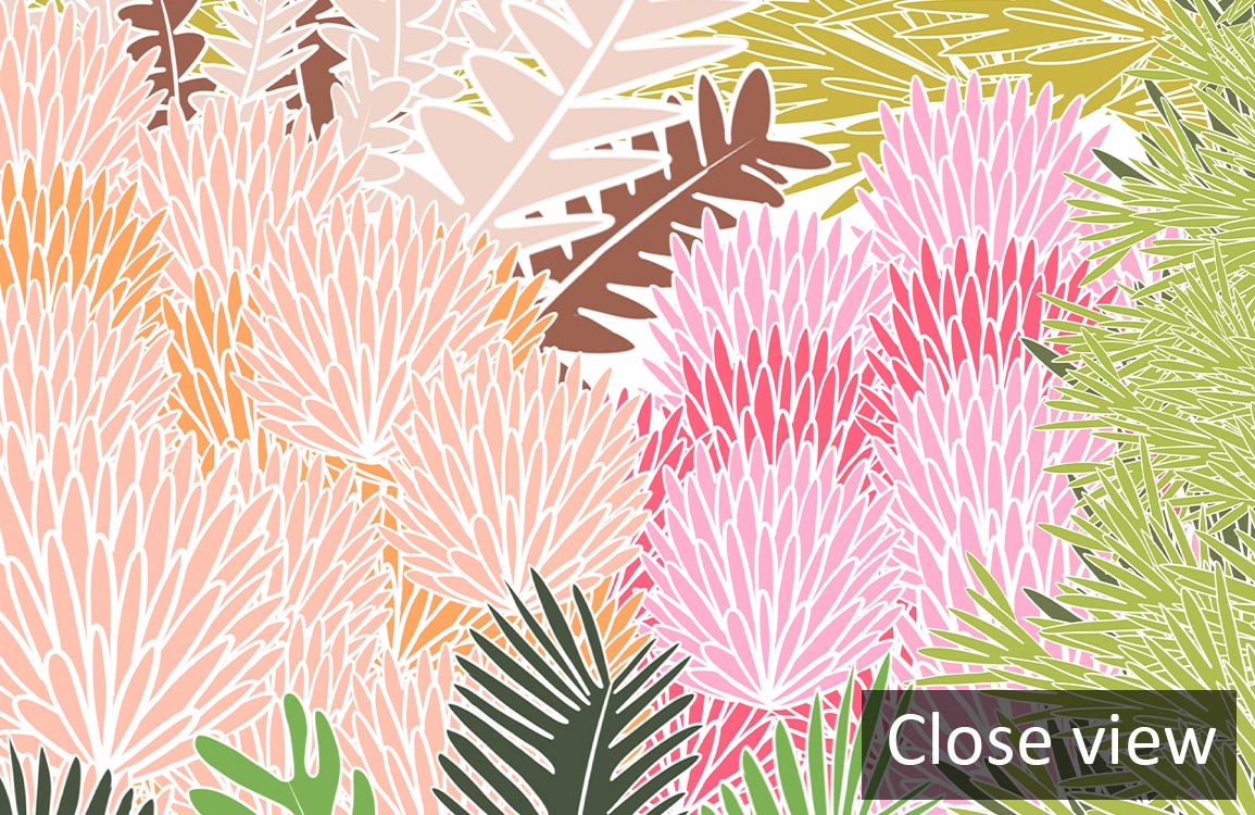 Colorful Tropical Botanical Vintage Mural Wallpaper