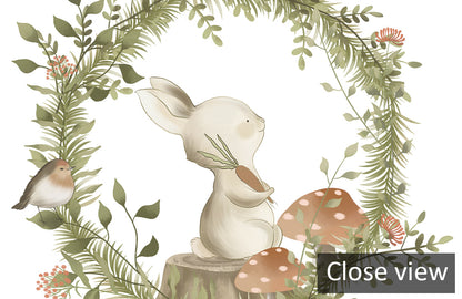 Whimsical Forest Animal Wreath Mural Wallpaper