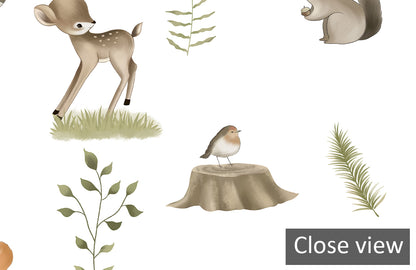 Woodland Animals Nursery Mural Wallpaper
