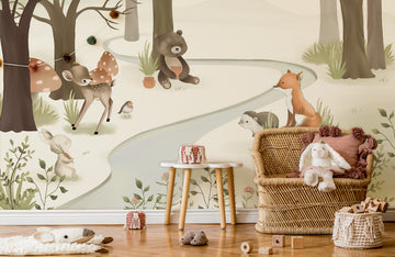 Whimsical Forest Animal Nursery Wallpaper