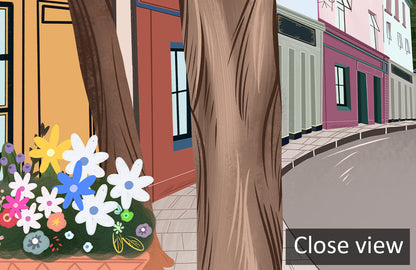 Colorful Quaint Street Scenic Mural Wallpaper