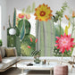 Botanical Cactus Floral Mural Wallpaper