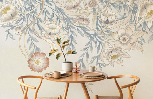 Elegant Botanical Garden Floral Wallpaper Mural