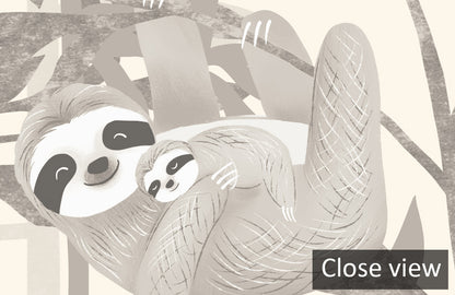 Whimsical Sloth Bamboo Forest Mural Wallpaper