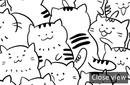 Whimsical Cat Mountain Line Art Mural Wallpaper