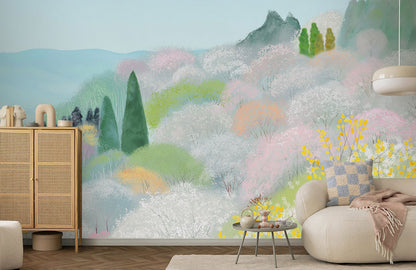 Pastel Watercolor Landscape Mural Wallpaper