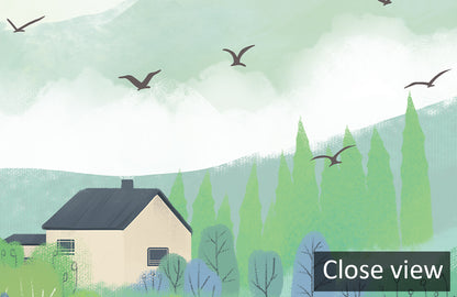 Misty Countryside Landscape Mural Wallpaper