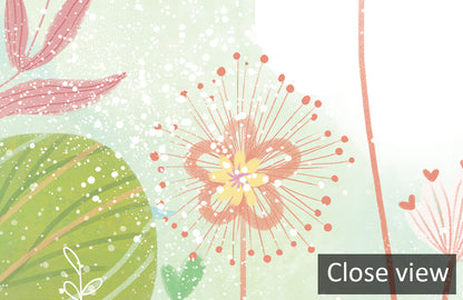 Pastel Botanical Bird Garden Mural Wallpaper