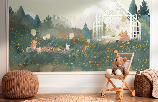 Enchanted Forest Animals Illustration Mural Wallpaper