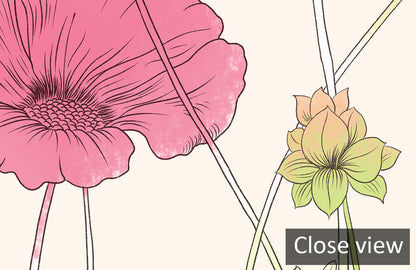 Vintage Botanical Sketch Floral Mural Wallpaper