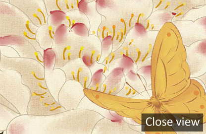Elegant Japanese Peony Butterfly Mural Wallpaper