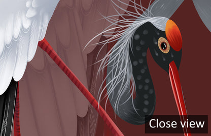 Elegant Red Crane Bird Mural Wallpaper