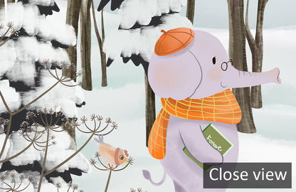 Whimsical Winter Woodland Animal Mural Wallpaper