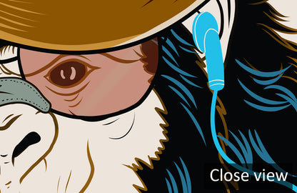 Funky Monkey Musical Illustration Mural Wallpaper