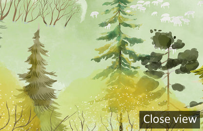Pastoral Landscape Watercolor Mural Wallpaper