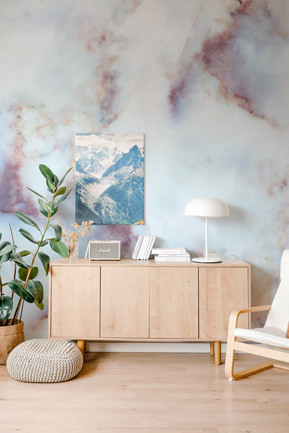 Blush Quartz Marble Mural Wallpaper in living room