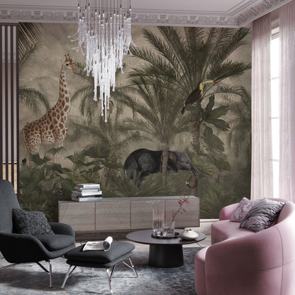 Jungle Haven Mural Wallpaper in living room