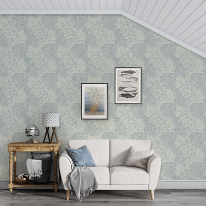 Ivory Floral Elegance Mural Wallpaper in living room