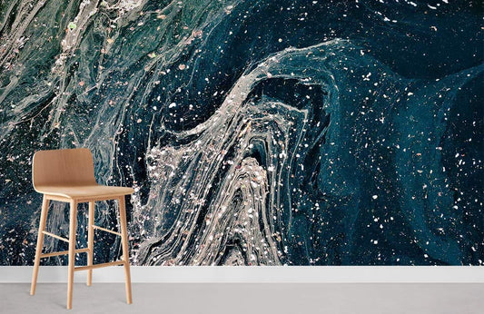Abstract Blue Marble Wall Mural For Room