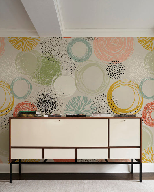 Botanical Forest Pattern Mural Wallpaper in living room