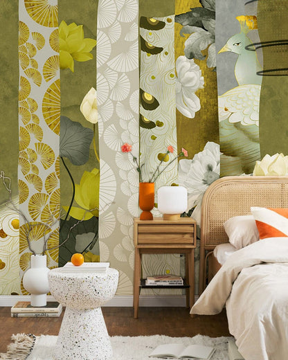 Abstract Peacock Wallpaper Mural Bedroom
