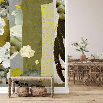 Abstract Peacock Animal Flower Wallpaper Mural Home Interior Decor
